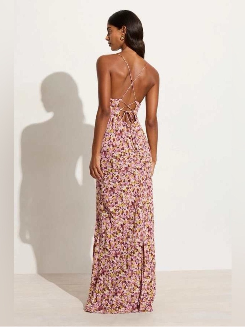 Faithfull the Brand Pink Floral Spaghetti-Strap Maxi Dress - Picture 2 of 8